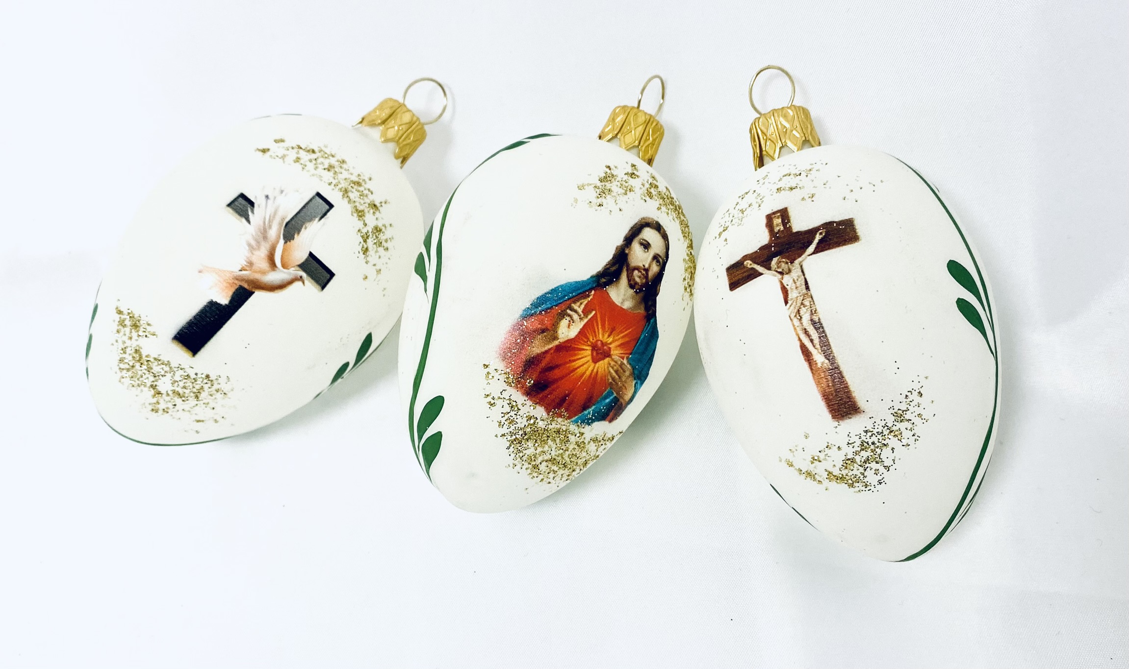 PESACH skleněné velikonoční vajíčko malé – transparetní 3ks, 7 cm